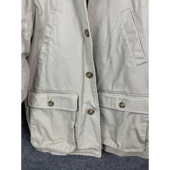 Lands' End Barn Coat Men's M 38-40 Tan Chore Field Jacket Corduroy Collar Quilte - Picture 11 of 16